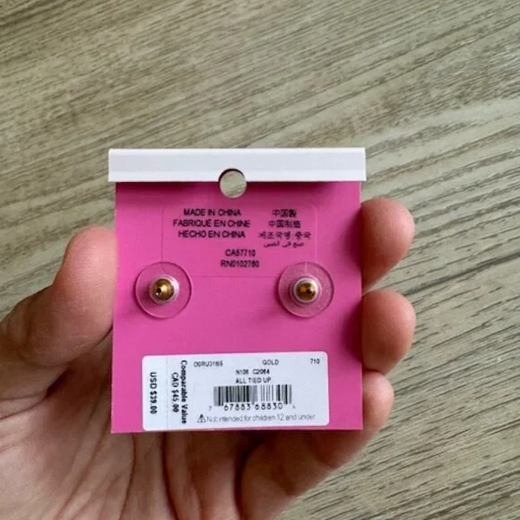 NWT Kate Spade Gold-tone Bow Pierced Earrings - Picture 3 of 3